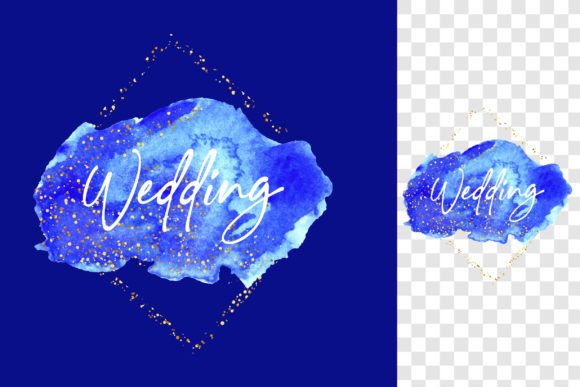 Blue Golden Wedding Vector Illustration: Elegance in Every Detail