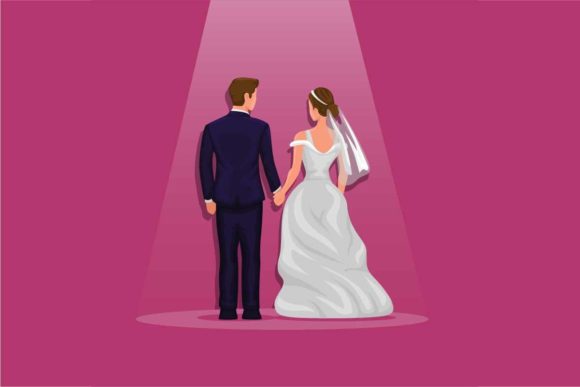 Capturing Romance: The Power of the Wedding Couple Holding Hand Vector