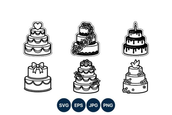 Elegant Wedding Cake Vector Line Art for Timeless Designs
