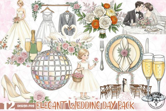 Elegant Wedding Day Pack PNG: A Designer's Dream Collection