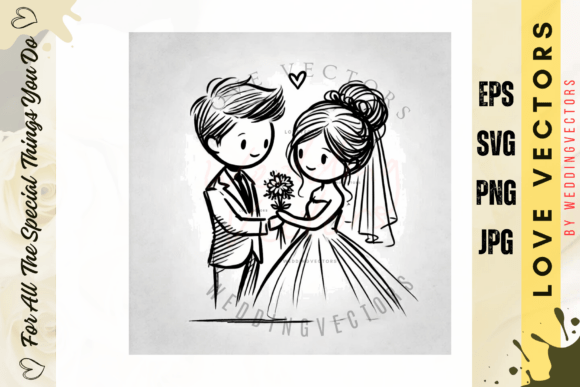 Elevate Your Brand with the C648 Wedding Couple and Love Vectors