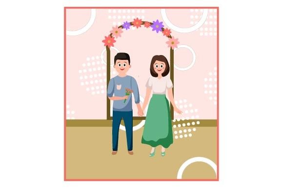 Icon Romantic Couple in Wedding Gate: A Versatile Design Asset