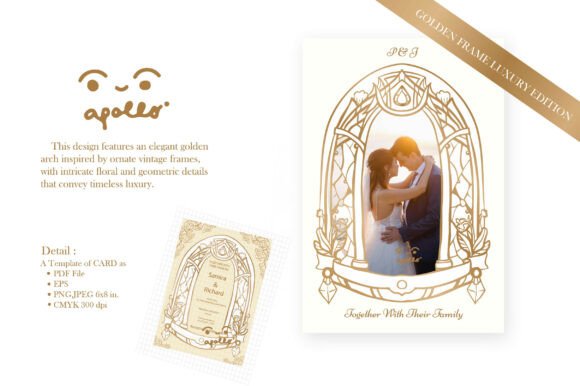 Timeless Elegance: The Golden Arch Wedding Invitation Set