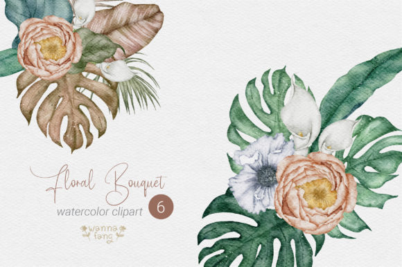 Watercolor Blooms: The Allure of Boho Wedding Flower Bouquet Clipart