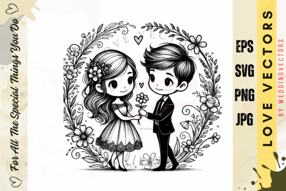 Wedding Couple and Love Vectors - C646: A Designer's Guide to Romantic Visuals