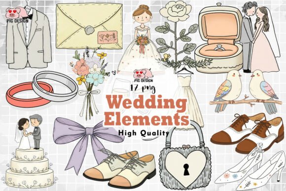 Wedding Elements Clipart PNG: Your Design Toolkit