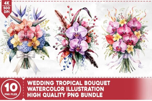 Wedding Tropical Bouquet Watercolor: A Floral Asset for Modern Design